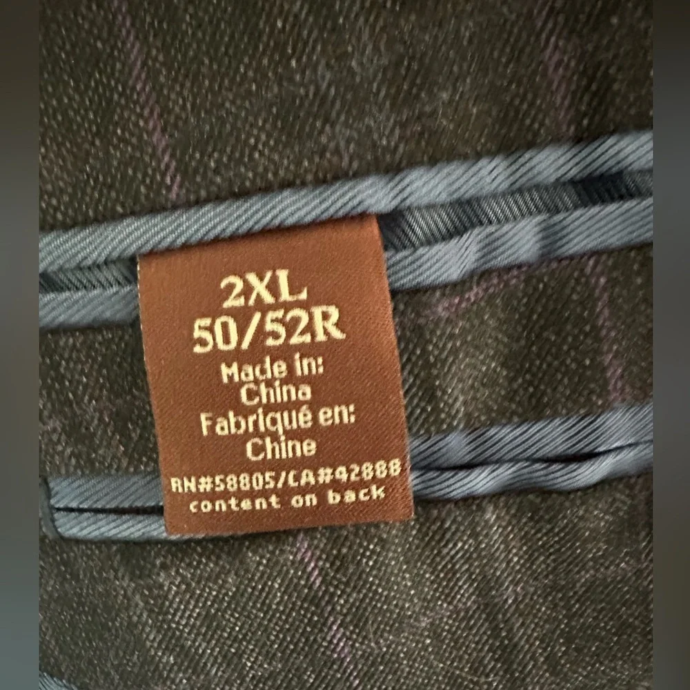 OAK HILL MENS BLAZER GRAY WINDOWPANE PLAID DOUBLE VENT 2XL 50/52‎